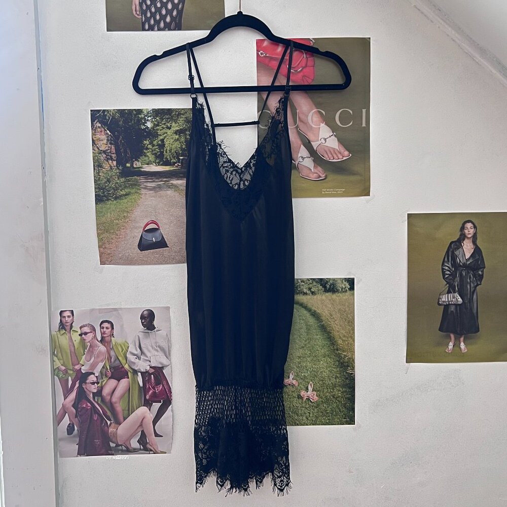 Vintage Black Lace and Nylon Romper Playset Lingerie